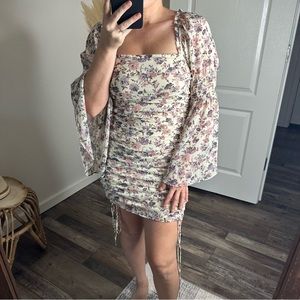 Floral Ruched Mini Dress Size Small